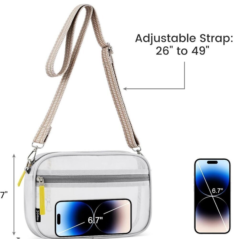 Clear Mesh Crossbody Bag Lightweight Unisex Stadium Festival Travel - Picture 3 of 7